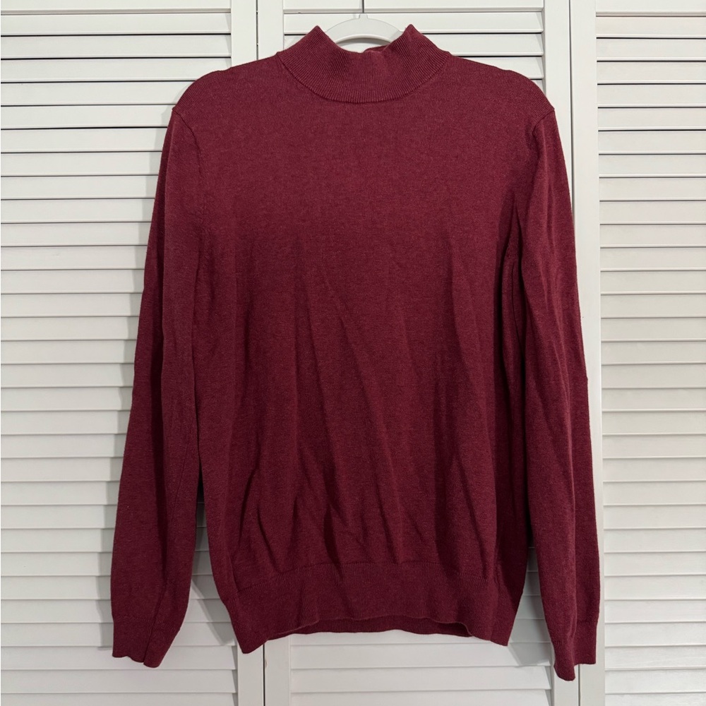 Jos. A. Bank Mock Neck Red Turtleneck Holiday Sweater 100% Pima Cotton Sz M